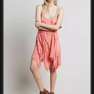 Rare color Free people tattered slip dress raw edge